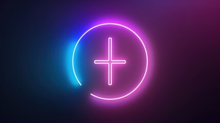 Fototapeta premium Neon Cross Symbol in Circle