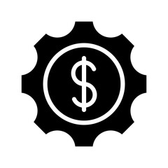 Vector icon of a gear with a dollar symbol, representing finance management and business operations.