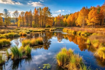Obraz premium Autumnal forest silhouette in Eastern Europe