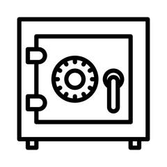 Vector illustration of a secure safe for storing money, representing financial security.