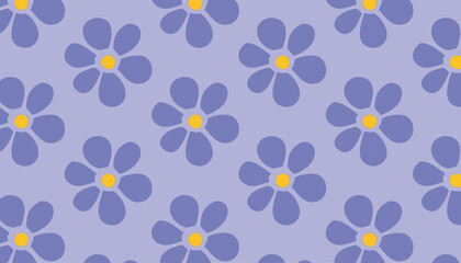 Boho seamless pattern with wildflowers, white and purple flowers botany background.