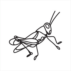 single one line grasshopper silhouette on white background
