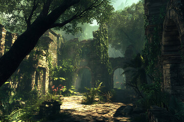 sun rays in the forest