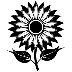 sunflower vector silhouette black-and-white