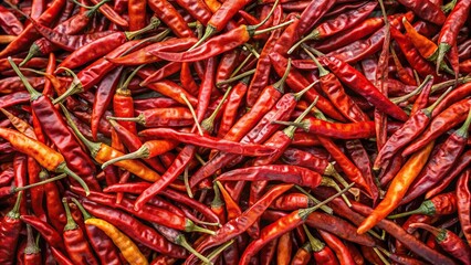Fototapeta premium Background of dried red chili peppers with a fisheye texture effect