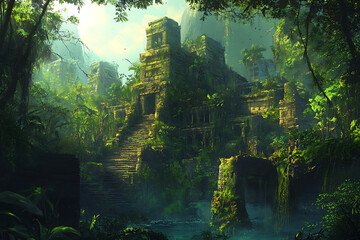 green forest in the night