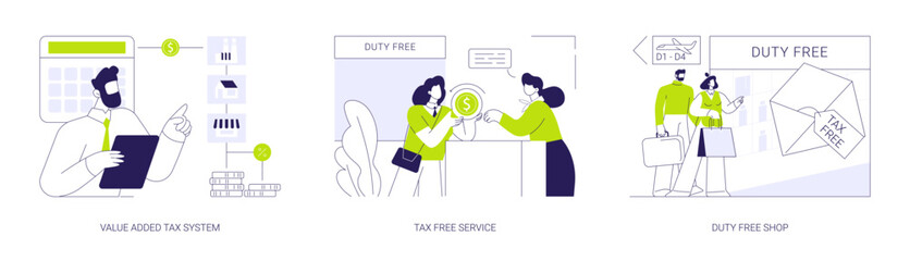 VAT system abstract concept vector illustrations.