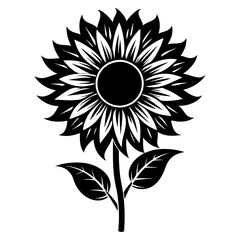 sunflower vector silhouette black-and-white