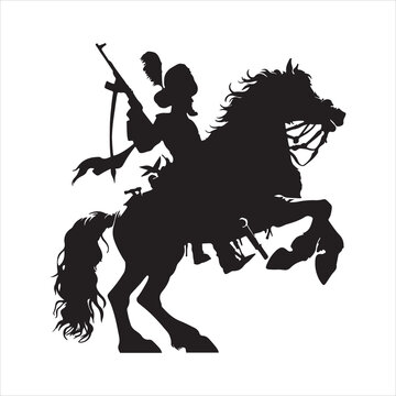 recommend clip art: Cossack Horseman Silhouette Traditional Cossack Warrior silhouette on white background
                    