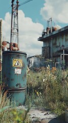 Rusted Metal and Overgrown Weeds: A Glimpse Into an Abandoned Industrial Site