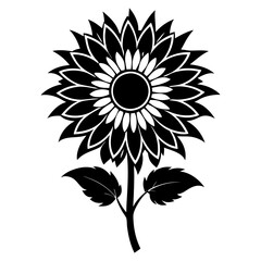 sunflower vector silhouette black-and-white