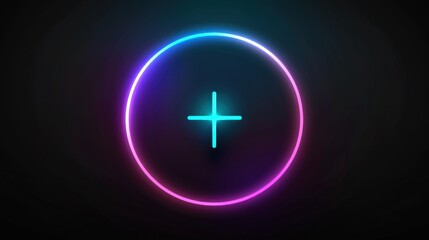 Neon Circle with Plus Sign