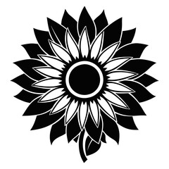 sunflower vector silhouette black-and-white