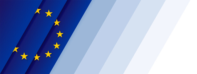 EU Europe Union flag white background, banner, wallpaper for text. Europe patriotic template golden stars and blue field © RomanWhale studio