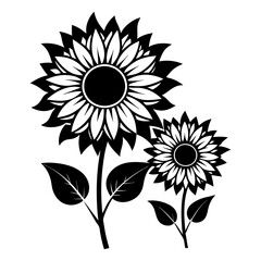 sunflower vector silhouette black-and-white