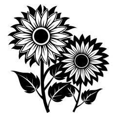 sunflower vector silhouette black-and-white