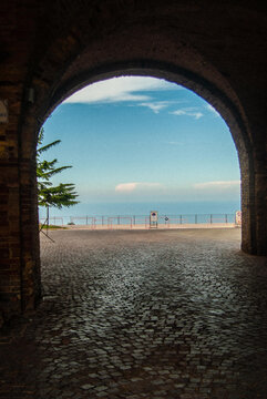 Italy, Abruzzo Tortoreto Alto  08/13/2024 - Campo della Fiera square in a sunny day