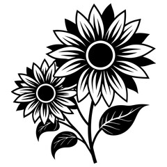 sunflower vector silhouette black-and-white