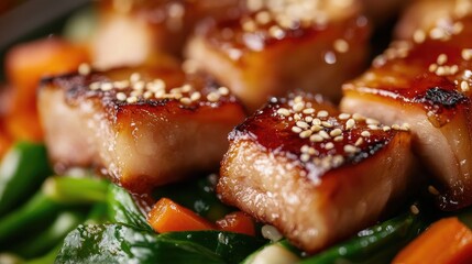 Delicious Glazed Pork with Fresh Vegetables