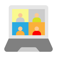 Video Conference Vector Flat Icon Design
