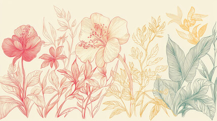 Plants and flowers doodles 