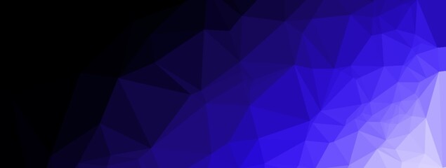 Fototapeta premium blue and black gradient with polygon texture background panoramic wallpaper