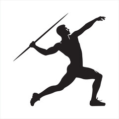 Javelin Thrower Sport silhouette on white background
