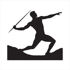 Fototapeta premium Javelin Thrower Sport silhouette on white background 