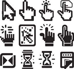 Cursor icons set and Computer curser vector icon Pointing sign Curser silhouette vector art of illustration 