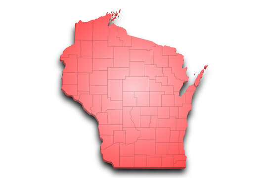 recommend clip art: 3d Map of Wisconsin state with color. United State of America, US, United State