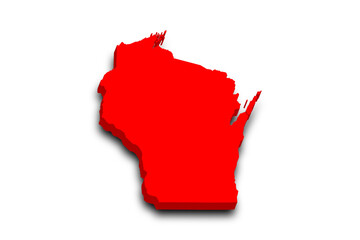 Naklejka premium 3d Map of Wisconsin state with color. United State of America, US, United State