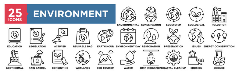 Fototapeta premium Environment icon collection set. Containing design environment, green, nature, ecology, business