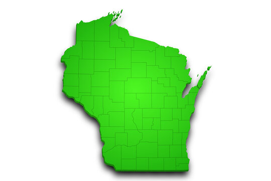 recommend clip art: 3d Map of Wisconsin state with color. United State of America, US, United State