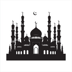 Fototapeta premium Muslim Mosque silhouette on white background