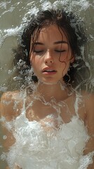 Obraz premium Woman with Wet Hair Submerged in Water