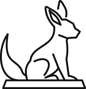 recommend clip art: Line icon of anubis, the egyptian god of the dead, sitting on a platform