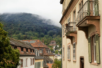 Old street of a European city, Heidelberg, Germany
