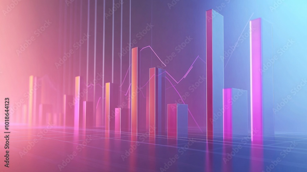 Poster colorful data visualization with bar graphs and lines