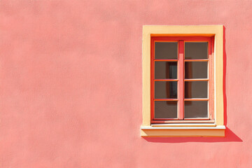 Fototapeta premium Old wooden window on color wall background