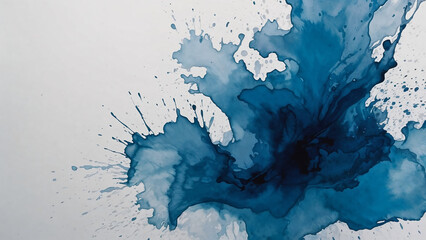 blue watercolor ombre leaks and splashes texture on a white background
