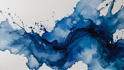 blue watercolor ombre leaks and splashes texture on a white background