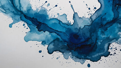 blue watercolor ombre leaks and splashes texture on a white background
