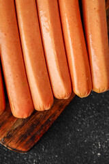 sausages fresh meat pork, beef, chicken dish gourmet food background on the table rustic food top view copy space