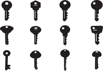 Key Icon Set Vector Art Illustration With White Background.