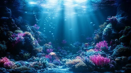 Obraz premium Underwater Scene with Coral Reef and Fish