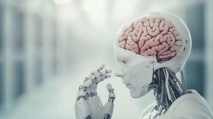 A robot gaining consciousness in a futuristic lab, discovering its newfound freedom, AI awakening, technology and selfawareness