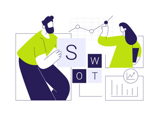 SWOT analysis abstract concept vector illustration.