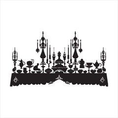 Obraz premium Supra Table Silhouette of a Traditional Feast