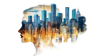 Confident Businesswoman Envisioning the Future of Urban Development