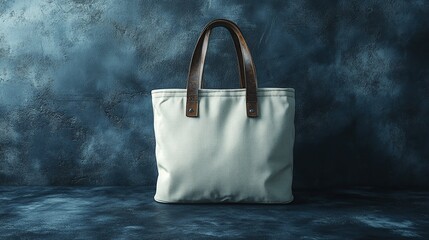 A stylish tote bag on a textured background.